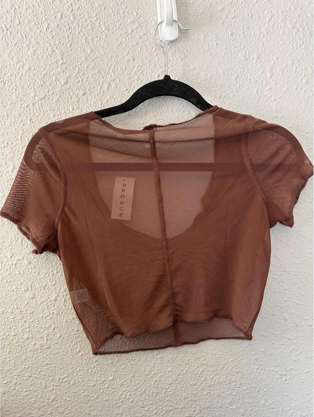 NWT Pacsun brown mesh cropped tee size XS - Picture 2 of 2